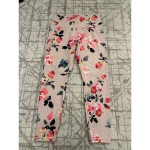 Athleta Elation 7/8 Tight Yoga Leggings 24" High Rise Floral Pink Size Med